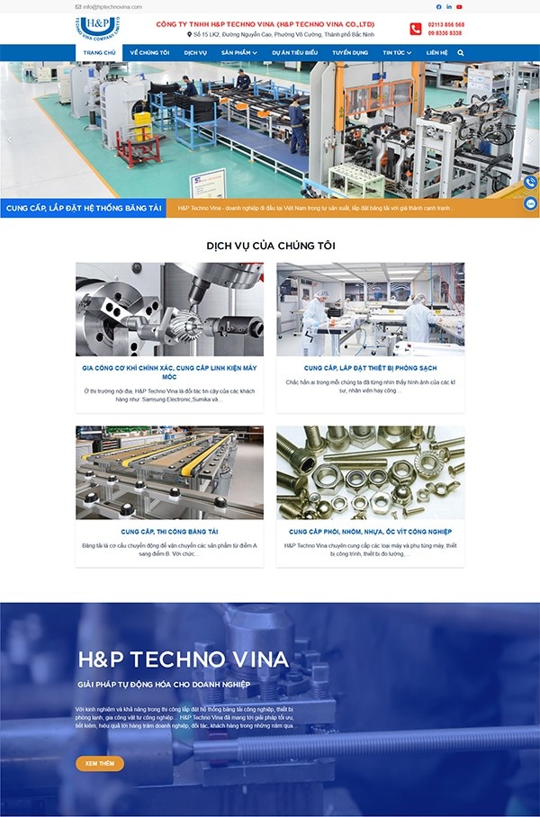 Mẫu website công ty cơ khí chính xác H&P Techno Vina