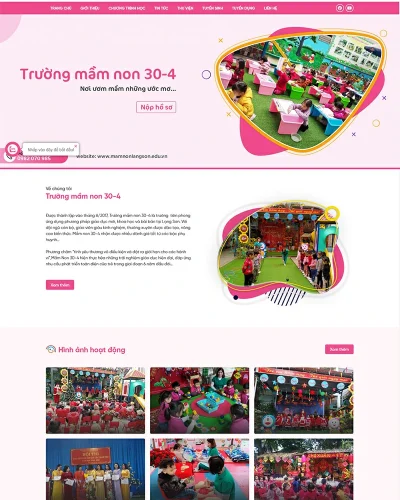 Mẫu website trường Mầm Non 30-4. TP Lạng Sơn đẹp mắt, chuẩn SEO, đa năng
