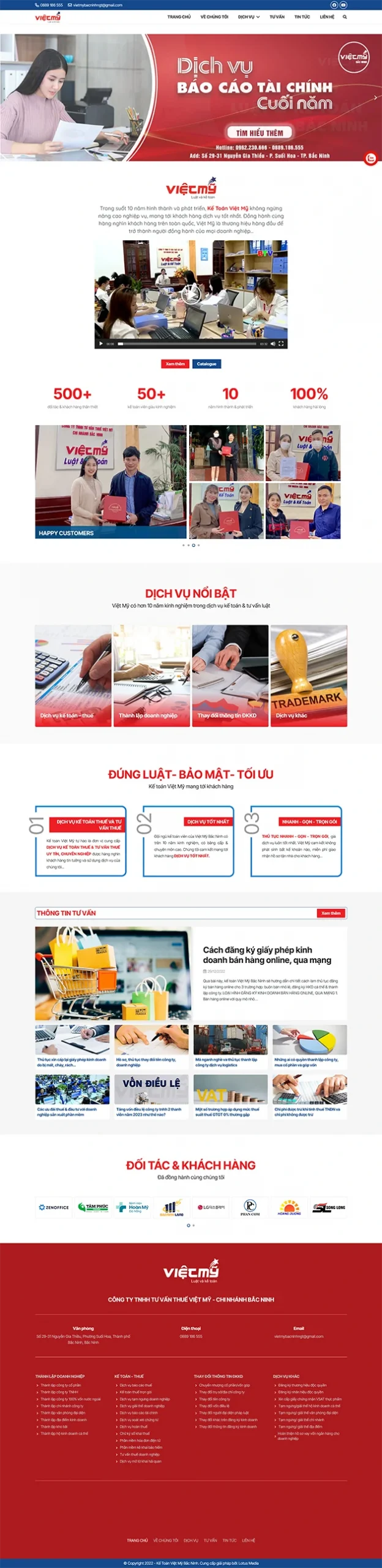 mẫu website kế toán Việt Mỹ Bắc Ninh - Full screen